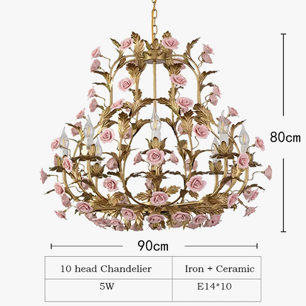 Lustre LED floral en céramique cuivre rose pour intérieur — LZ4XJ9