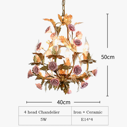 Lustre LED floral en céramique cuivre rose pour intérieur — LZ4XJ9