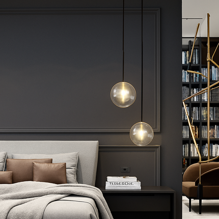 Lustre LED boule en verre noir pour intérieur hall et salle à manger — LZ4X9P