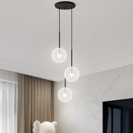 Lustre LED boule en verre noir pour intérieur hall et salle à manger — LZ4X9P