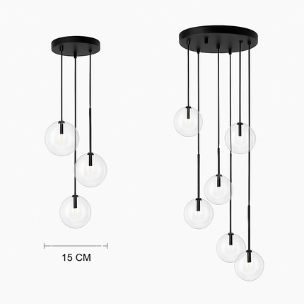 Lustre LED boule en verre noir pour intérieur hall et salle à manger — LZ4X9P