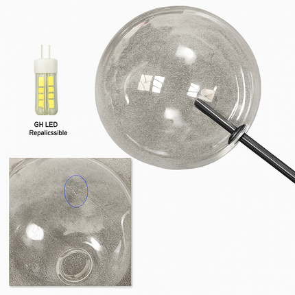 Lustre LED boule en verre noir pour intérieur hall et salle à manger — LZ4X9P