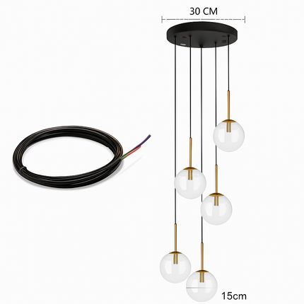Lustre LED boule en verre noir pour intérieur hall et salle à manger — LZ4X9P