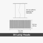 20 têtes 97x47cm / Corps de lampe noir / Blanc froid sans télécommande | CHINE