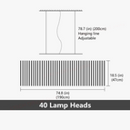 40 têtes 190x47cm / Corps de lampe blanc / Lumière chaude sans télécommande | CHINE