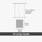40 têtes 190x47cm / Corps de lampe noir / RC à intensité variable | CHINE