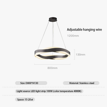 Lustre LED moderne à anneaux brossés en cristal — LZ4P7XQ