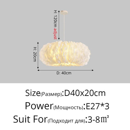 Lustre LED moderne avec décoration plume pour intérieur — LZ4X9T2