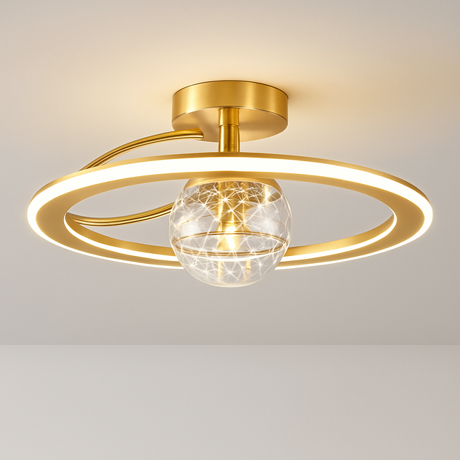 Lustre LED moderne de luxe avec boules en verre doré — LZ4X9P