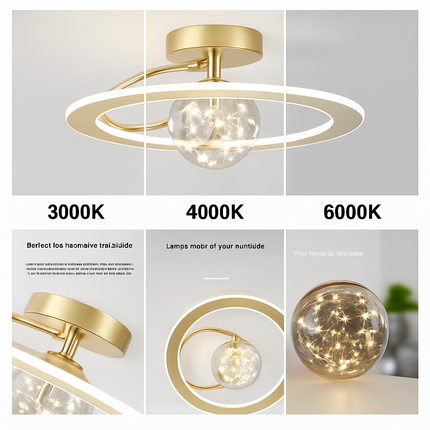 Lustre LED moderne de luxe avec boules en verre doré — LZ4X9P