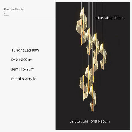 Lustre LED moderne en acrylique pour escaliers en colimaçon — LZ4X9P2