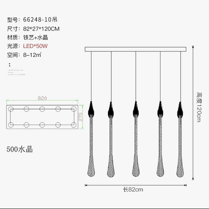 Lustre LED moderne en cristal pour escalier spacieux — LZ4X9P2