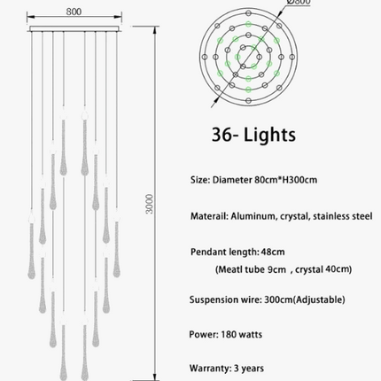 Lustre LED moderne en cristal pour escalier spacieux — LZ4X9P2