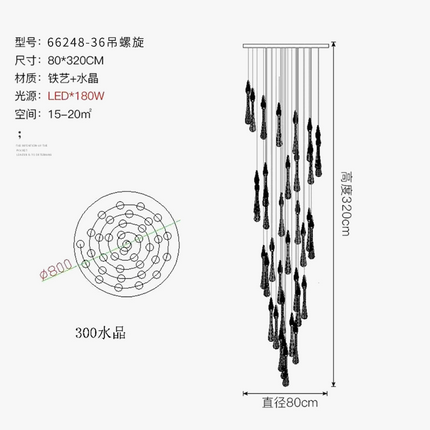 Lustre LED moderne en cristal pour escalier spacieux — LZ4X9P2