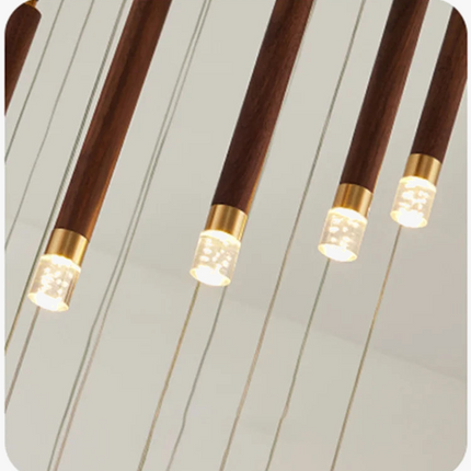 Lustre LED moderne en noyer pour duplex style nordique — LZ4X9M