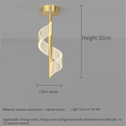 lustre led moderne nordique en acrylique à torsion spirale
