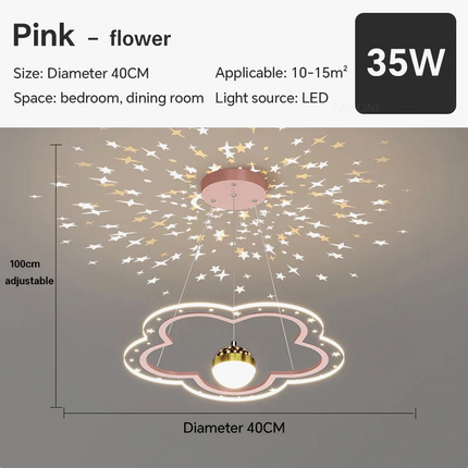Lustre LED moderne nuage et fleur effet ciel étoilé intérieur — LZ4X9P2Q