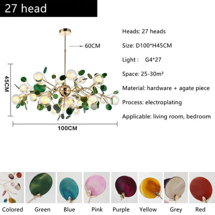 Lustre LED suspension nordique bulle lumière agate naturelle romantique — LZ4X9T2