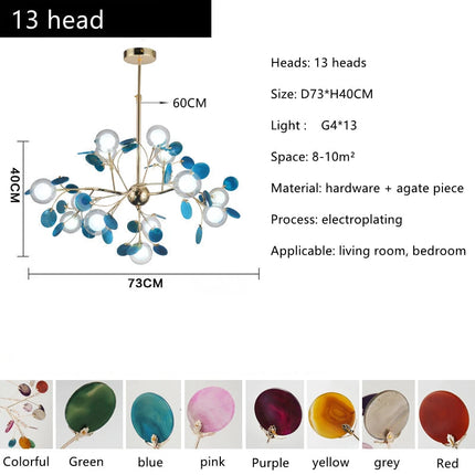Lustre LED suspension nordique bulle lumière agate naturelle romantique — LZ4X9T2
