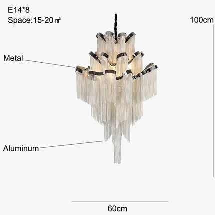 Lustre LED industriel à pampilles pour décoration intérieure moderne — LZ4X9P2