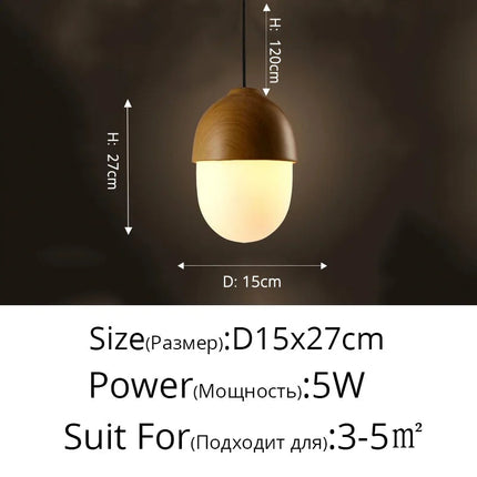 Lustre rond moderne en bois et fer forgé LED — LZ4X9P
