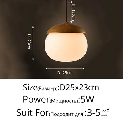 Lustre rond moderne en bois et fer forgé LED — LZ4X9P