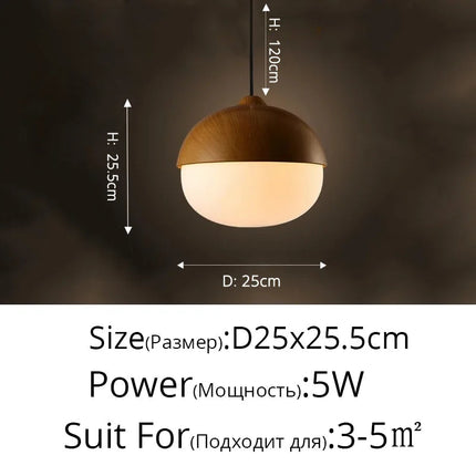 Lustre rond moderne en bois et fer forgé LED — LZ4X9P