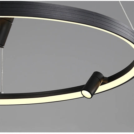 Lustre LED moderne avec anneau et suspension noire — LZ4X9P
