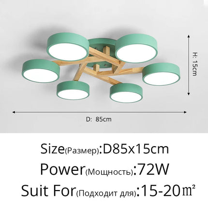 Lustre LED suspension style nordique en bois massif — LZ4X9P