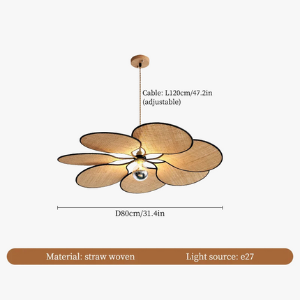 Lustre LED tissé en paille de fleur japonaise pour intérieur — LZ4X9JQ