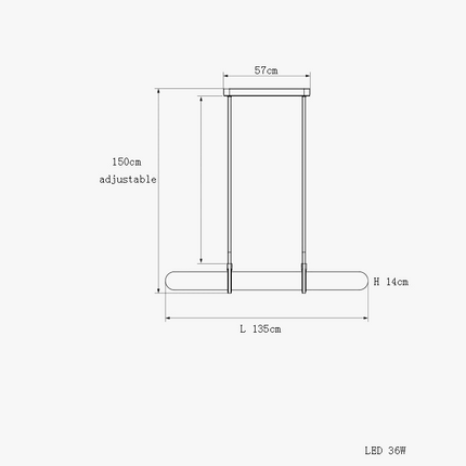 Lustre LED long design moderne en cuir et verre — LZ4X9P