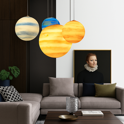 Lustre acrylique suspendu forme planète et lune — LZ4X9P2Q