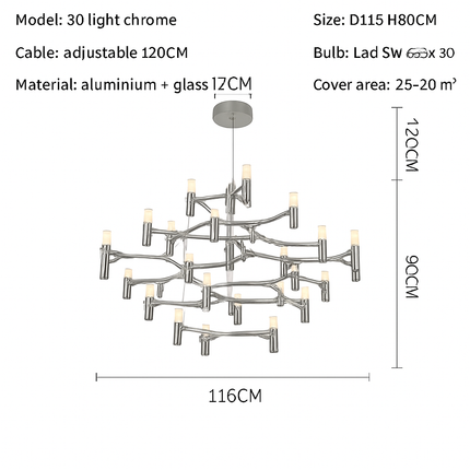 Lustre suspendu moderne en métal avec éclairage réglable — LZ4X9T2