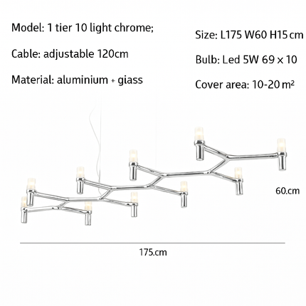 Lustre suspendu moderne en métal avec éclairage réglable — LZ4X9T2