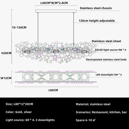 Lustre intérieur en acier inoxydable chromé moderne — LZ4X9J