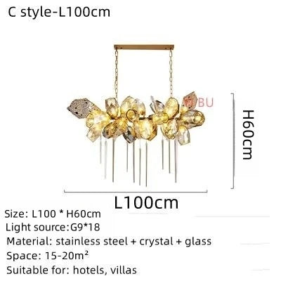 Lustre moderne en acier inoxydable avec cristal et LED intégrée — LZ4P9XQ