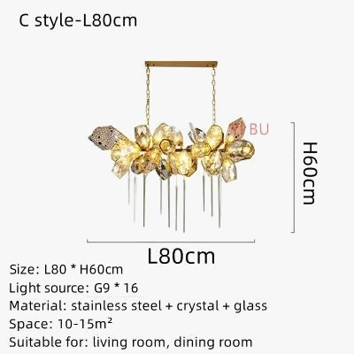 Lustre moderne en acier inoxydable avec cristal et LED intégrée — LZ4P9XQ