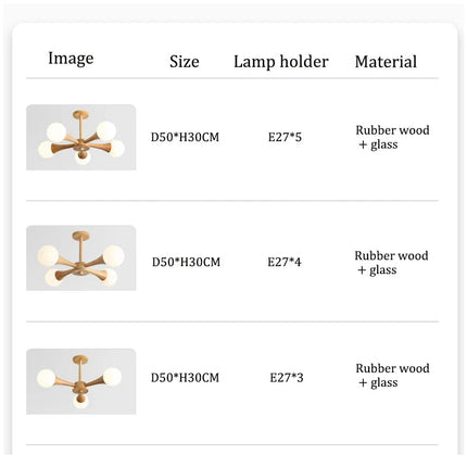 Lustre en bois avec abat-jour en verre moderne — LZ4X9T