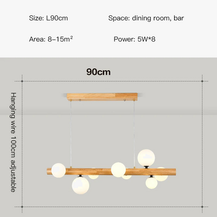 Lustre moderne en bois avec verre laiteux pour intérieur contemporain — LZ4P9XJ