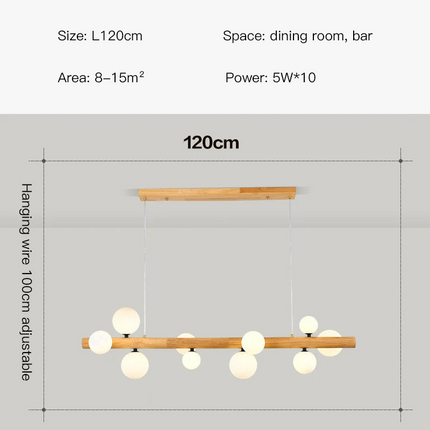 Lustre moderne en bois avec verre laiteux pour intérieur contemporain — LZ4P9XJ