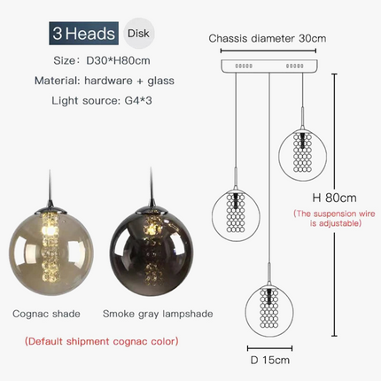 Lustre suspension boule de verre spirale style nordique pour duplex G4 — LZ4X9P2