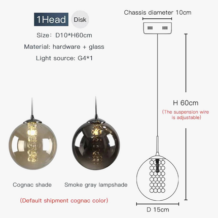 Lustre suspension boule de verre spirale style nordique pour duplex G4 — LZ4X9M
