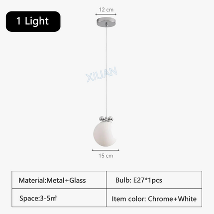 Lustre moderne en chrome avec suspension en verre transparent — LZ4X9B