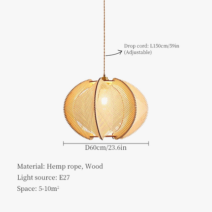 lustre moderne en corde de chanvre japonais pour décoration intérieure