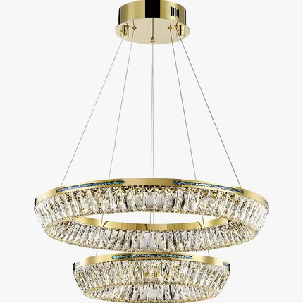 Lustre intérieur en cristal et cuivre à trois couches — LZ4X9P2