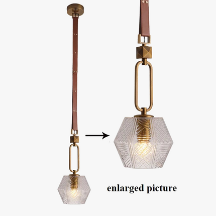 Lustre suspension moderne en cuir et verre cristal — LZ4X9P2Q