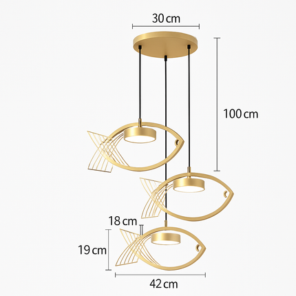 Lustre moderne en fer forgé décor poisson style nordique — LZ4X9T2