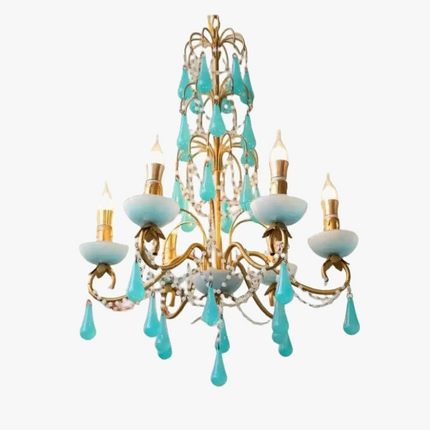 Lustre suspension art déco en cristal et verre goutte d'eau — LZ4X9M