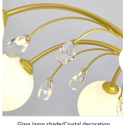 Lustre moderne en verre avec cristaux lumineux pour éclairage élégant — LZ4X9P