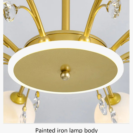 Lustre moderne en verre avec cristaux lumineux pour éclairage élégant — LZ4X9P